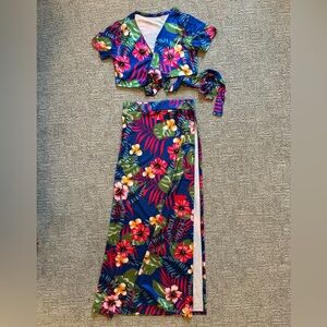 Tropical Floral Two-Piece Matching Set